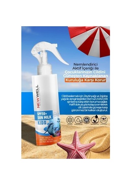 SPF50+ Güneş Sütü - Çocuklar için, Tüm Cilt Tiplerine Uygun, Jojoba ve Zeytinyağı İçerir, 150 ml fiyatları