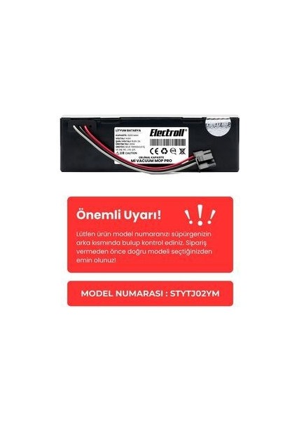 Xiaomi Mi Vacuum Mop Pro Stytj02ym Batarya (ORJİNAL KAPASİTE) 3.200mah Pil Robot Batarya Değişimi