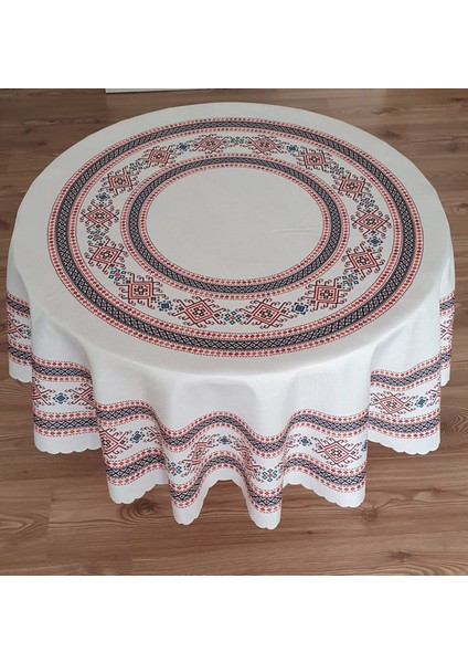 Piramid Desenbaskılı Yuvarlak 150 Cm Polyester Kumaş Masa Örtüsü