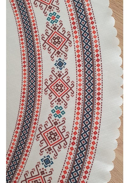 Piramid Desenbaskılı Yuvarlak 150 Cm Polyester Kumaş Masa Örtüsü