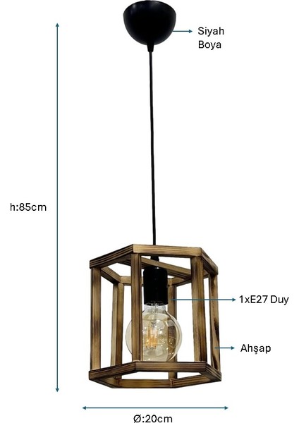 Siyah Boyalı Tekli Avize Plc-1222-Av-Bsy