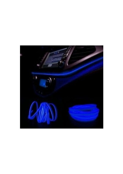 Araç Araba Içi Torpido Ledi Renkli Ip Neon LED 2 Metre Mavi