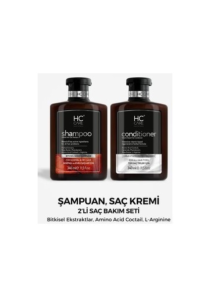 Dökülme Karşıtı Sülfatsız Bitkisel Şampuan ve Saç Kremi Seti 2×340 ml Tüm Saç Tiplerine Uygun