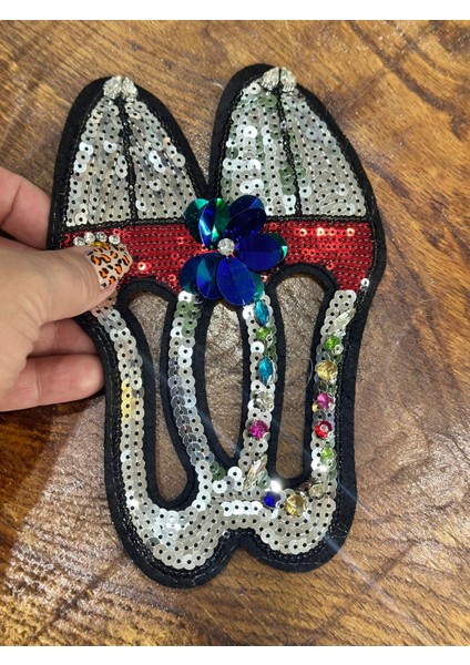 Renkli Taş Işleme Pul Payetli Pabuç Ayakkabı Arma Dikiş Aplike