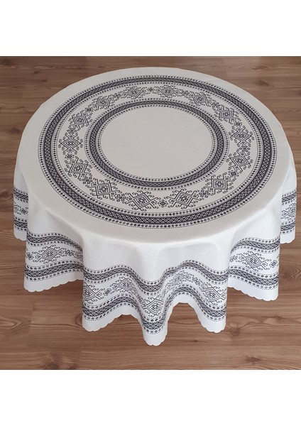 Antik Desen Baskılı Yuvarlak 150 Cm Masa Örtüsü