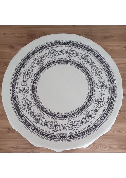 Antik Desen Baskılı Yuvarlak 150 Cm Masa Örtüsü