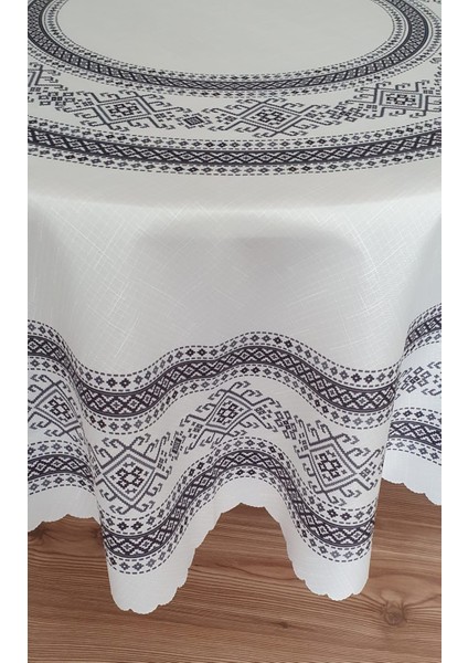 Antik Desen Baskılı Yuvarlak 150 Cm Masa Örtüsü