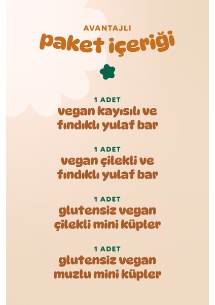 Organik Vegan Meyveli Küp & Yulaf Bar Atıştırmalık Paketi - 4 Adet (4 Çeşit)