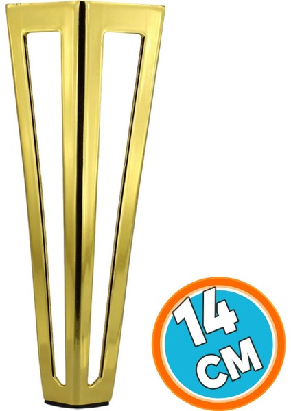 Mobilya Koltuk Baza Puf Sehpa Tv Ünite Masa Ayağı Ayakları Metal Ayakları 14 cm Altın