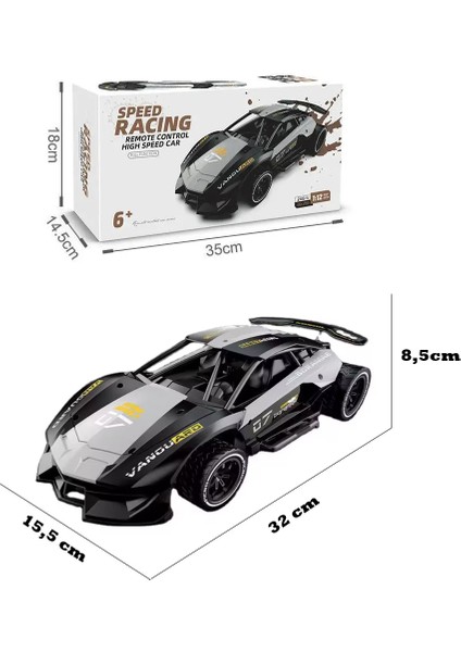 1:12 Metal 2.4ghz Uzaktan Kumandalı Araba Şarjlı Yarış Arabası Siyah
