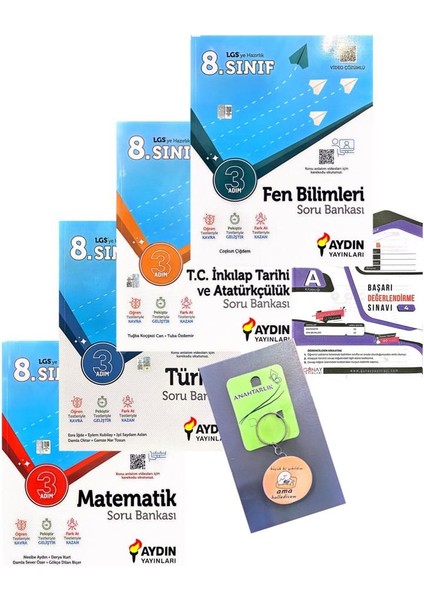 8. Sınıf Üç Adım 4'lü Soru Bankası Set - Günay Yayınları Deneme - Açacaklı Anahtarlık