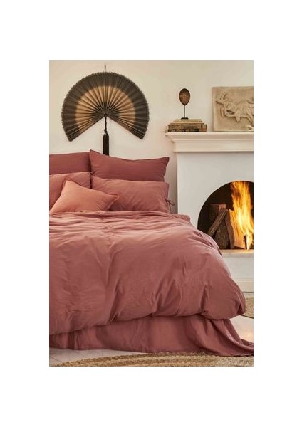 4 Element Ateş Terracotta %100 Pamuk Çift Kişilik Nevresim Takımı