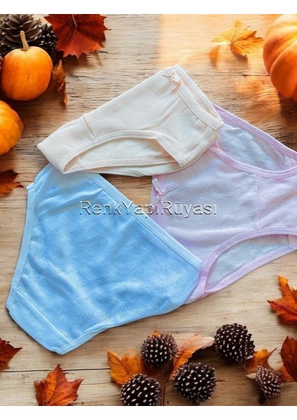 Kız Çocuk Külot 3 Adet Pamuklu, Kız Çocuk Jakarlı Slip, Kız Çocuk Kilot, %95 Pamuk