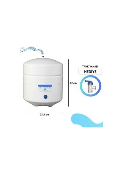 8 Litre Metal Tank 2.2 Galon Su Arıtma Tankı