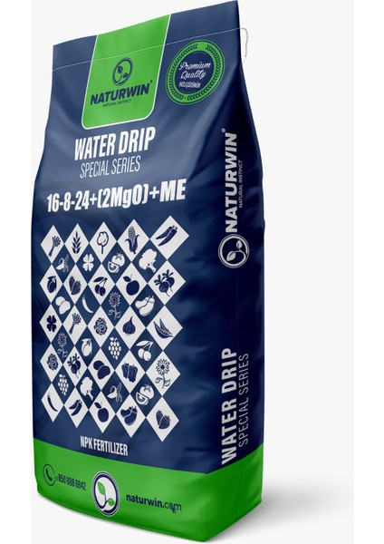 Damlama Gübresi Naturwin Water Drip 16-8-24+2mgo+Me Npk Gübre 25 kg
