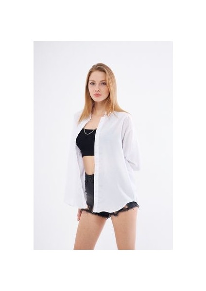 Kadın Oversize Uzun Basic Gömlek