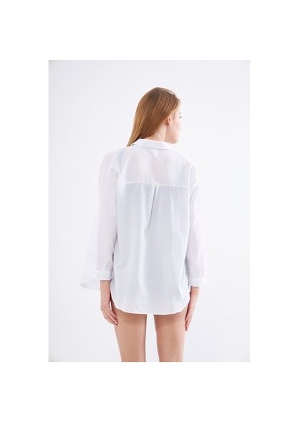 Kadın Oversize Uzun Basic Gömlek