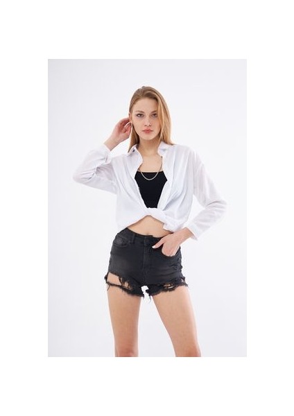 Kadın Oversize Uzun Basic Gömlek