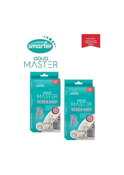 Aqua Master 2 Yedek Mop Temiz & Kirli Suyu Ayırma Özelliği Otomatik Temizlik Seti Mop Paspas