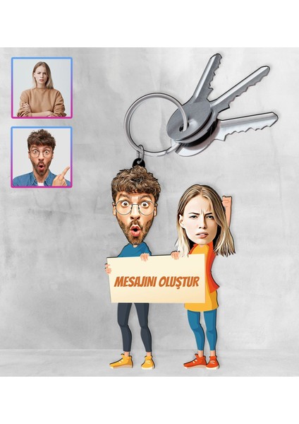 Kişiye Özel Karikatür Tasarım Anahtarlık 97219
