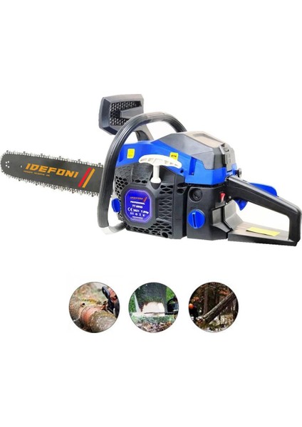 Benzinli Testere 13 Hp Çift Egzozlu 62CC Ağaç Odun Kesme Makinesi Motorlu Testere Orman Motoru Bıçkı