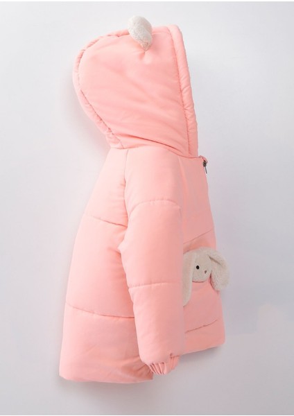 2-7 Yaş Arası Pelüş Tavşanlı Polar Kalın Kız Çocuk Kaban modelleri