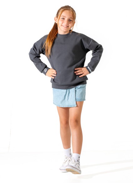 – Universe Kol Baskılı, %100 Pamuk Interlok, Bisiklet Yaka Çocuk Sweatshirt