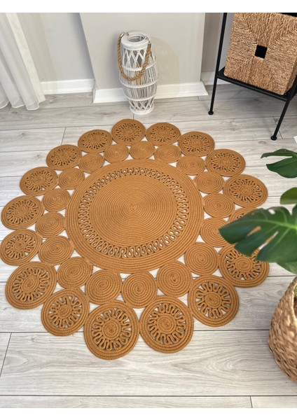 Natura El Dokuma Jüt Bohem Tarz Otantik Salon Oturma Odası Koridor Banyo Mutfak Natural Halı Pamuklu Halı
