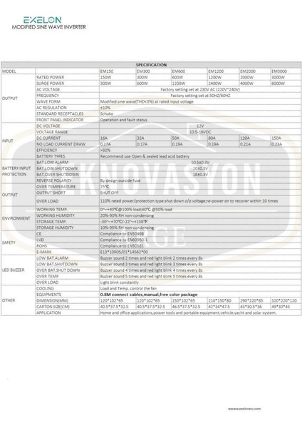 Exelon 24 V 1200W Modifiye Sin Inverter modelleri