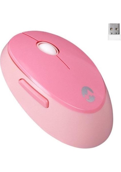 Byars-Mouse Seti Pembe Round KM-6282 Renkli Daktilo Yuvarlak Tuşlu Pembe Kablosuz Q Multimedia Byarsbilişim