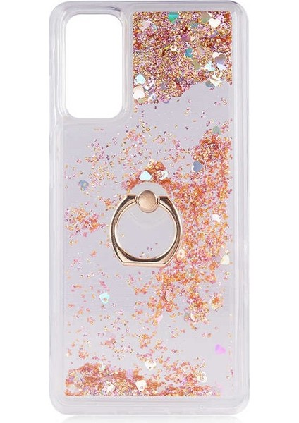 Huawei P20 Lite Kılıf Sulu Simli Yüzüklü Stand Kapak Kılıf