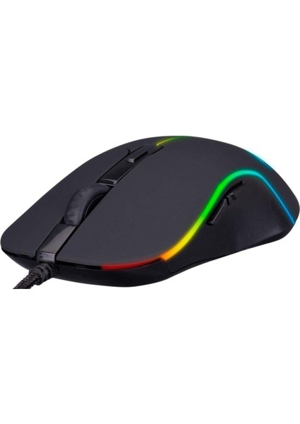 Byars-Usb Siyah 7 Tuşlu Ledli 6400 Dpi Gaming Oyuncu Mouse Byarsbilişim