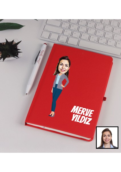Kişiye Özel Karikatür Tasarım Defter Kalem Seti 91344