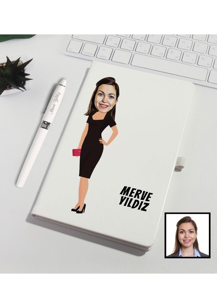 Kişiye Özel Karikatür Tasarım Defter Kalem Seti 91330