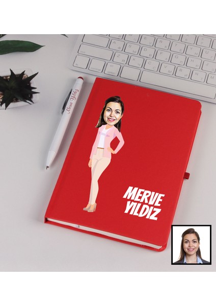 Kişiye Özel Karikatür Tasarım Pembelim Defter Kalem Seti 91349