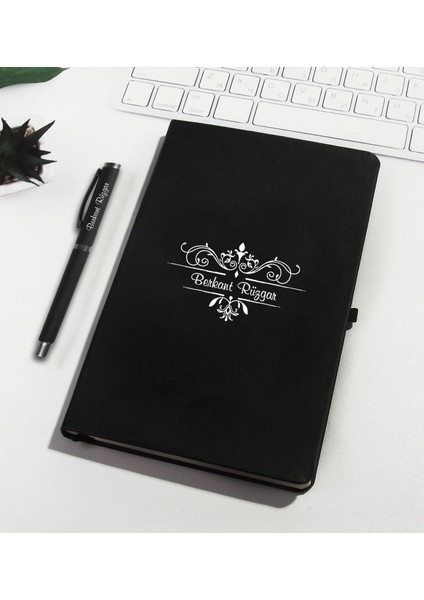Kişiye Özel Siyah Defter Kalem Seti 80385