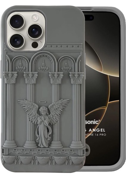 Apple iPhone 16 Pro Kılıf Praying Angel Gri