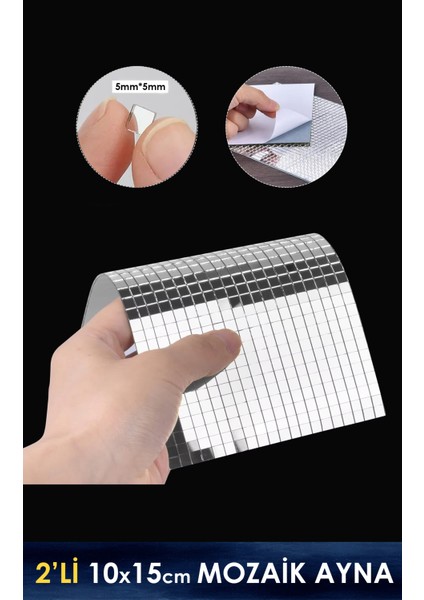 Mozaik Ayna 5X5MM Kendinden Yapışkanlı 10X15CM Levha 2'li
