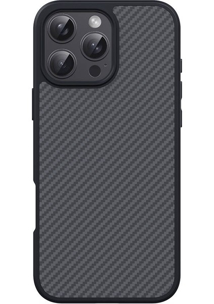 iPhone 16 Pro Max Kılıf Karbon Fiber Görünümlü Magsafeli Elnino Kapak Siyah
