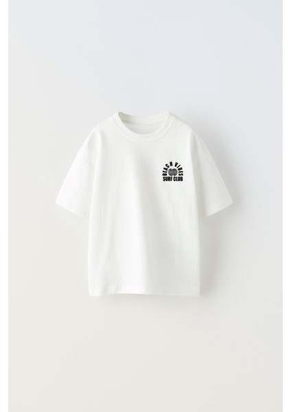 Beach Vıbes Surf Club Yazılı Ters S Tasarım Baskılı Beyaz Çocuk T-Shirt fiyatları