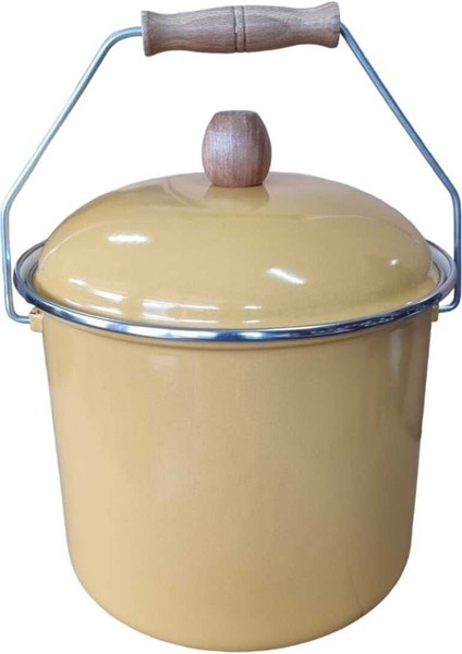 Emaye Yoğurt Tenceresi Emaye Bakraç 20 cm 5 lt Sarı