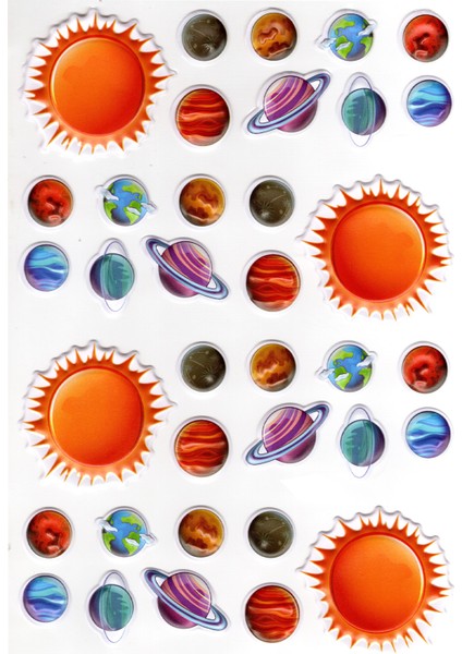 Sticker Kabartmalı A4 Boyutunda Stiker Defter, Planlayıcı ETIKET-(LIM507) - Güneş Sistemi, Gezegenler