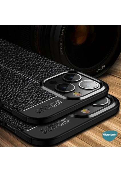 Apple iPhone 16 Pro Max Kılıf Deri Dokulu Silikon Siyah