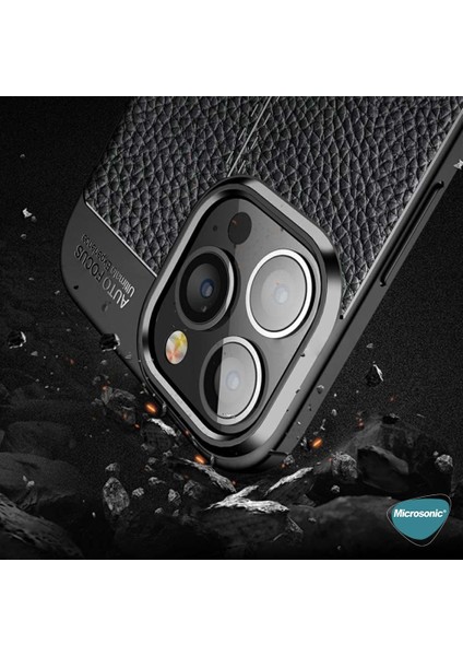 Apple iPhone 16 Pro Max Kılıf Deri Dokulu Silikon Siyah