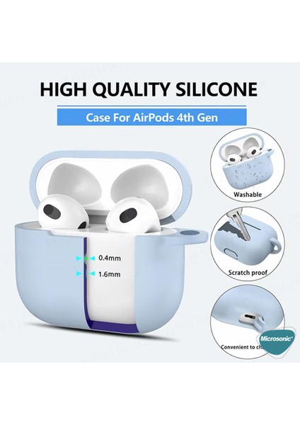 Airpods 4 Kılıf Askılı Mat Silikon Mavi