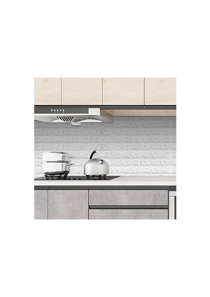 NW01 Kendinden Yapışkanlı 70X77 cm 8 mm Sünger Beyaz Tuğla Duvar Kağıdı Paneli