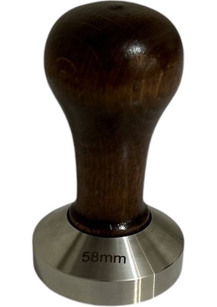 Kahve Tamperi -Siyah Ahşap Sap - Düz Tabanlı -Espresso Tamperi - Kahve Düzleştirici - Çap: 58 mm