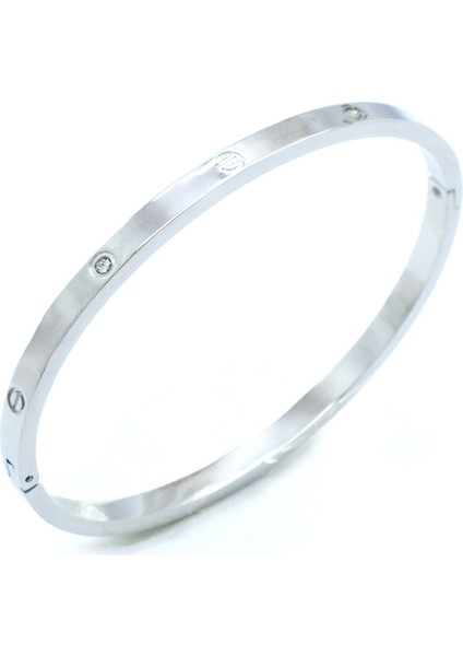 Çelik Kelepçe Bileklik Taşlı Love Model BLZ-596