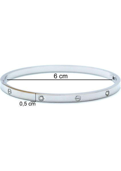 Çelik Kelepçe Bileklik Taşlı Love Model BLZ-596