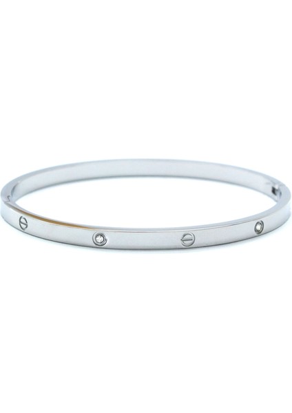 Çelik Kelepçe Bileklik Taşlı Love Model BLZ-596